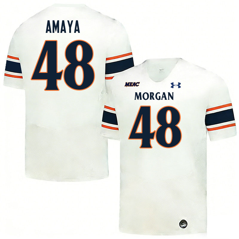 Morgan State Bears #48 Alex Amaya College Football Jerseys,Uniforms Stitched-White